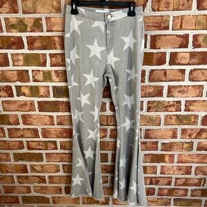 Toast Jeans super flare Gray & white star Patterned stretch jeans pants. Medium